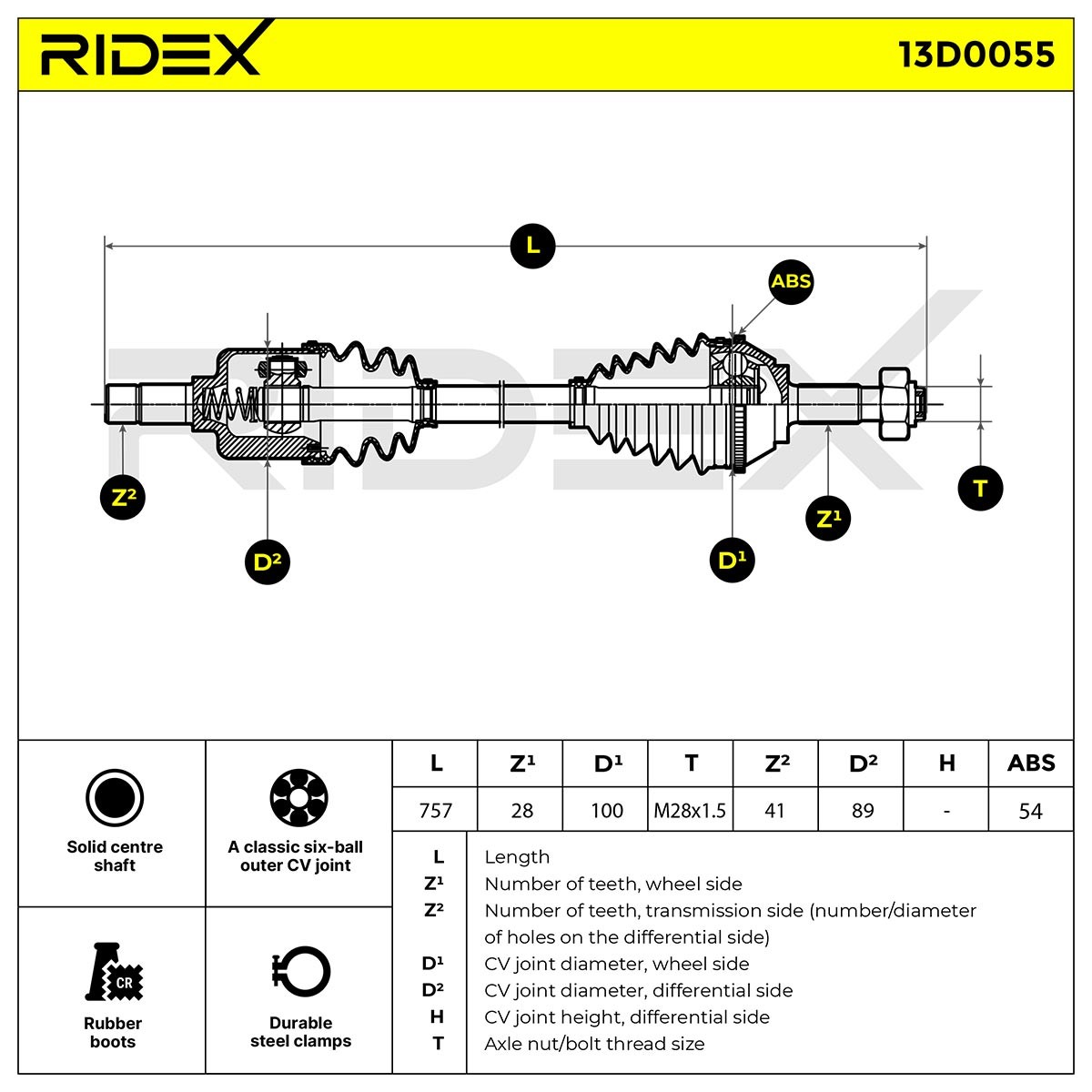 RIDEX Antriebswelle FIAT,PEUGEOT,CITROËN 13D0055 3272CK,3272CL,3272J1 Gelenkwelle,Halbachse,Seitenwelle,Achswelle 32727K,3272J5,1495541080,1463107080 von RIDEX