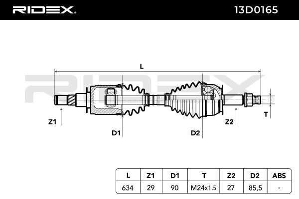 RIDEX Antriebswelle NISSAN 13D0165 39100EB300,39100EB310,39204EB31A Gelenkwelle,Halbachse,Seitenwelle,Achswelle von RIDEX