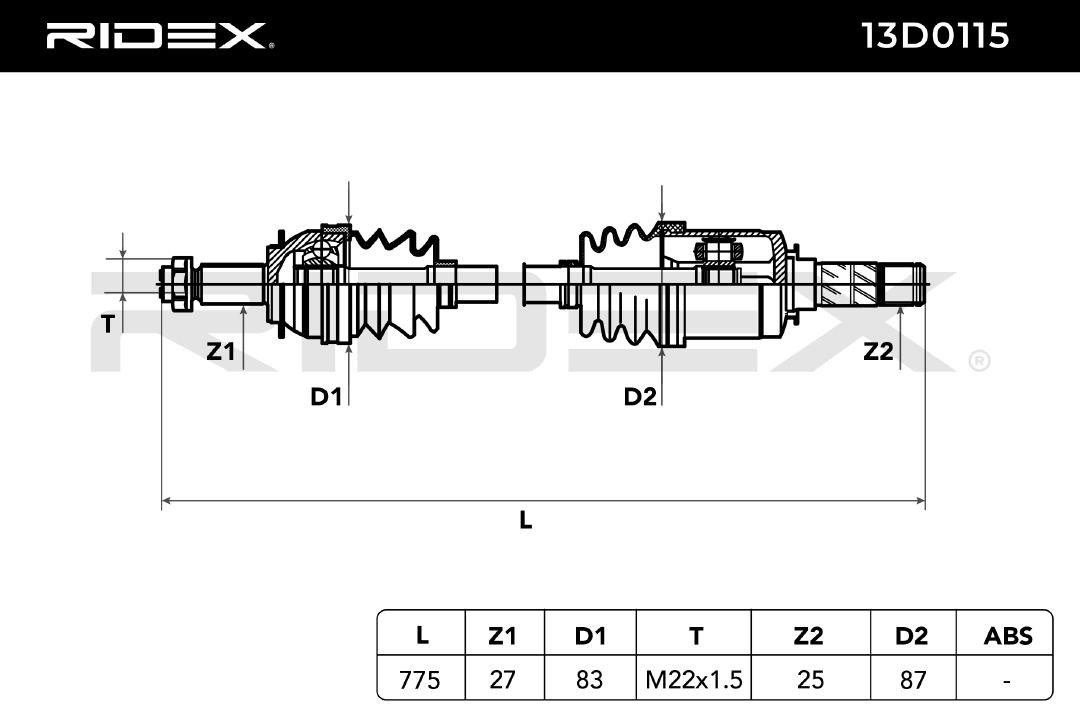 RIDEX Antriebswelle SUBARU 13D0115 28321AG011,28321AG021,28321FG002 Gelenkwelle,Halbachse,Seitenwelle,Achswelle 28321FG003,28321FG021,28421AG022 von RIDEX