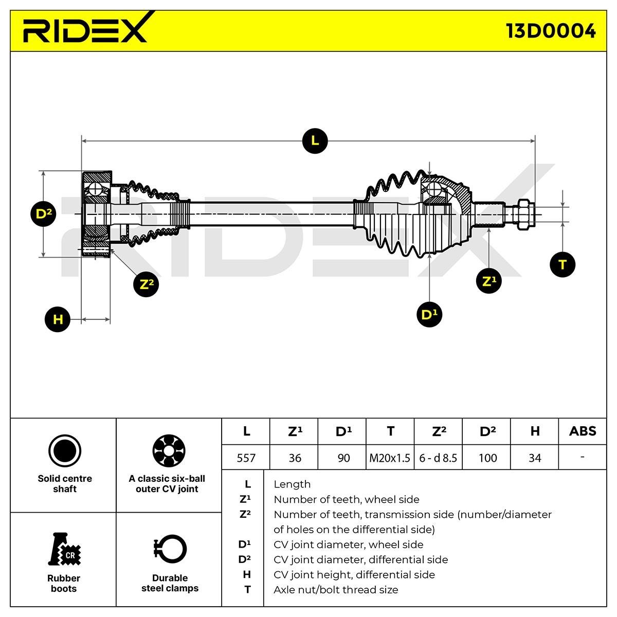 RIDEX Antriebswelle VW,AUDI,SKODA 13D0004 1J0407271NR,1J0407453DV,1J0407271AQ Gelenkwelle,Halbachse,Seitenwelle,Achswelle 1J0407271H,357407271R von RIDEX