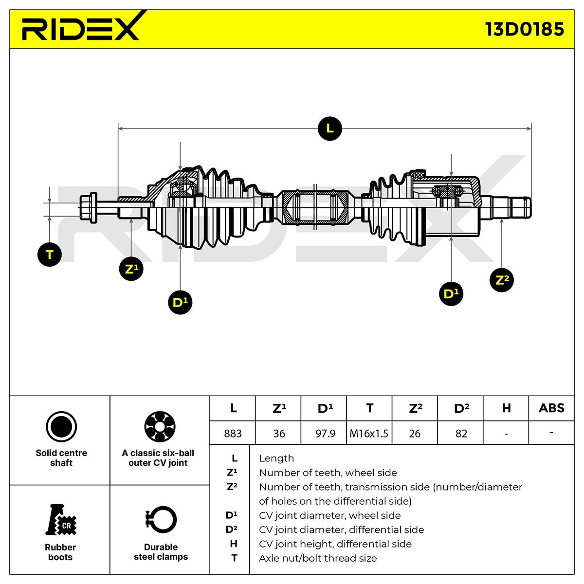 RIDEX Antriebswelle VW,AUDI,SKODA 13D0185 1K0407454QX,1K0407272FS,1K0407762KX Gelenkwelle,Halbachse,Seitenwelle,Achswelle 5Q0407272J,5Q0407764DX von RIDEX