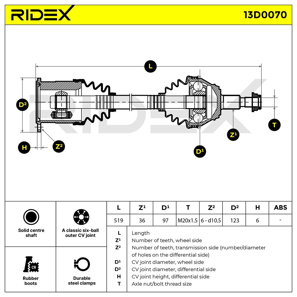 RIDEX Antriebswelle VW,AUDI 13D0070 1J0407271HK,1J0407451RX,1J0407451SX Gelenkwelle,Halbachse,Seitenwelle,Achswelle 1J0407453GX,1J0407271LQ von RIDEX