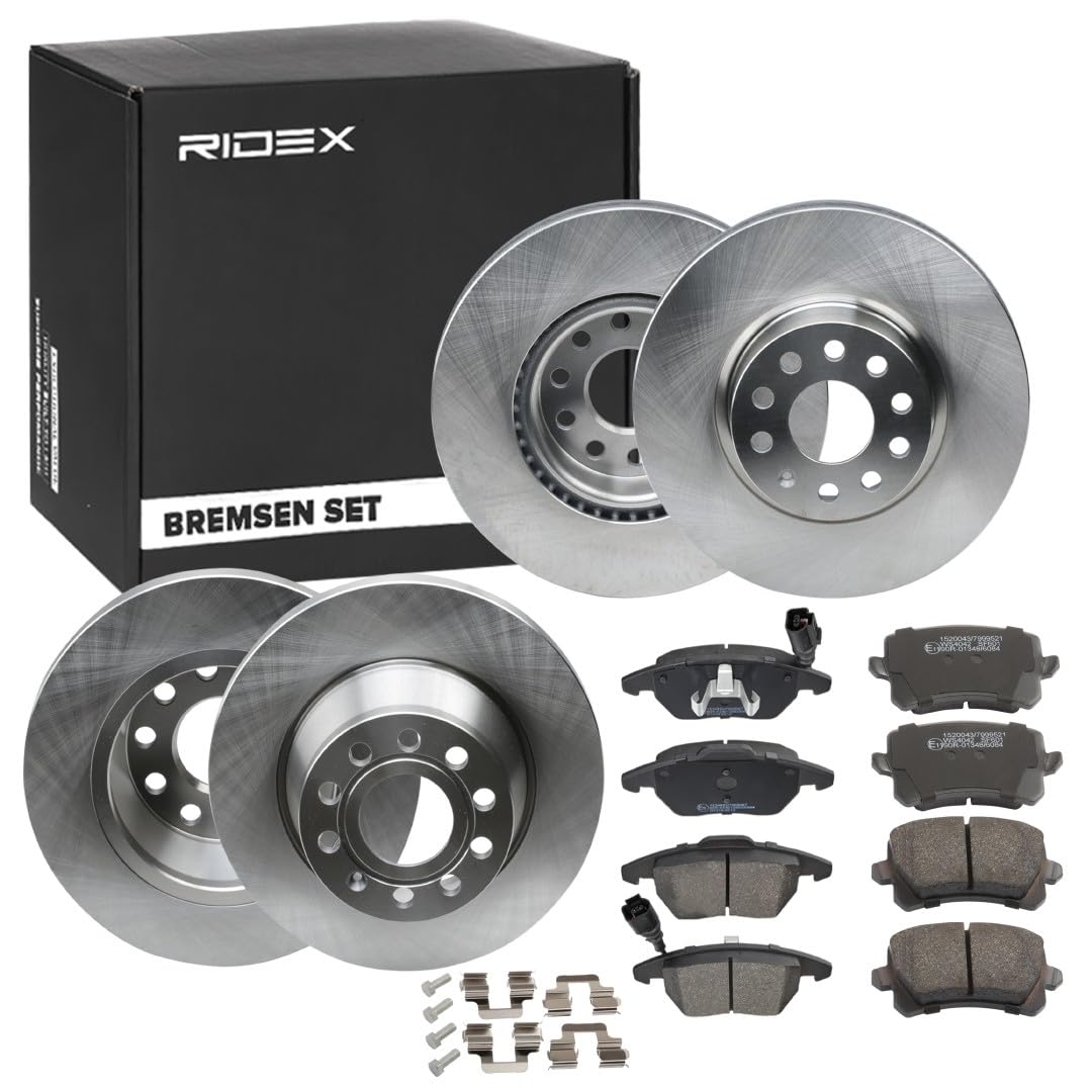 RIDEX 3405B0501 Bremsenset Vorne Hinten Belüftet, 312, 282mm - Bremsen Set mit Bremsscheiben und Bremsbeläge Satz von RIDEX