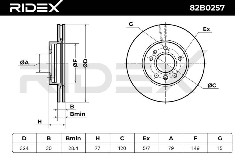 RIDEX Bremsscheibe BMW,ALPINA 82B0257 1159916,34116757747,6757746 Bremsscheiben,Scheibenbremsen 1159895,34111159916,34111161086,34116757746,6756087 von RIDEX