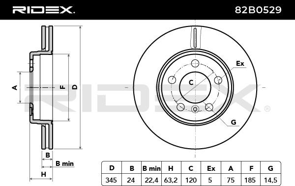 RIDEX Bremsscheibe BMW 82B0529 34216763827 Bremsscheiben,Scheibenbremsen von RIDEX