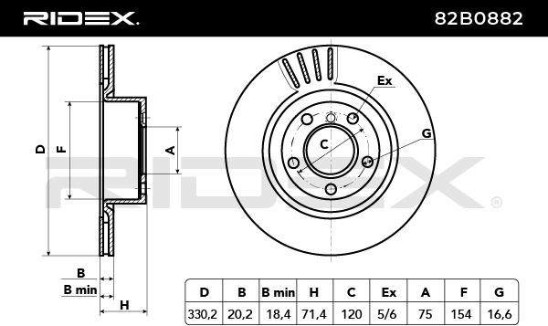 RIDEX Bremsscheibe BMW 82B0882 6886482,34206790362,34206868936 Bremsscheiben,Scheibenbremsen 34206886482,6790362,6868936 von RIDEX