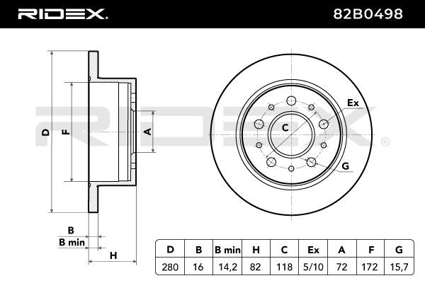 RIDEX Bremsscheibe FIAT,PEUGEOT,CITROËN 82B0498 51740245,51749274,71740118 Bremsscheiben,Scheibenbremsen 4246Y9,424930,4249L0,1341046080,6001073178 von RIDEX