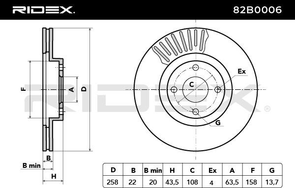 RIDEX Bremsscheibe FORD,MAZDA 82B0006 3049893,7S611125BA,DD593325XE Bremsscheiben,Scheibenbremsen DD633325XA,1499045,1388256,98AB1125BD,1320585 von RIDEX