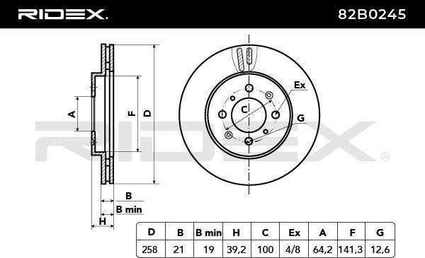 RIDEX Bremsscheibe HONDA 82B0245 45251SAAG50 Bremsscheiben,Scheibenbremsen von RIDEX