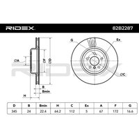 RIDEX Bremsscheibe Hinterachse 82B2287 Bremsscheiben,Scheibenbremsen BMW,5 Touring (G31),5 Limousine (G30, F90),3 Touring (G21),X3 (G01, F97) von RIDEX