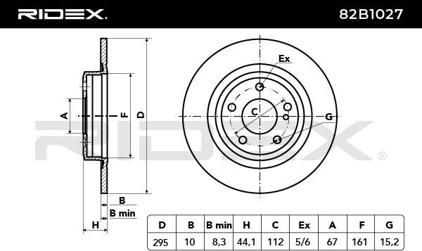 RIDEX Bremsscheibe MERCEDES-BENZ,INFINITI 82B1027 432065DA0A,43206HG00B,2464230112 Bremsscheiben,Scheibenbremsen A2464230112 von RIDEX