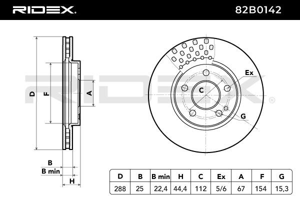 RIDEX Bremsscheibe MERCEDES-BENZ 82B0142 1694210212,1694211112,A1694210212 Bremsscheiben,Scheibenbremsen A1694211112 von RIDEX