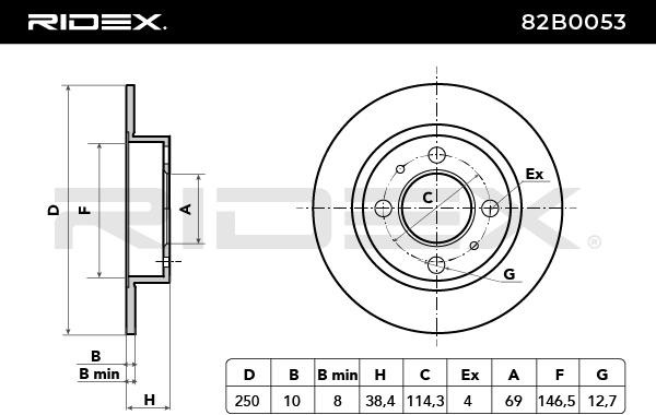 RIDEX Bremsscheibe MITSUBISHI,SMART 82B0053 M4605A076,MR569974,4544200072 Bremsscheiben,Scheibenbremsen A4544200072,4605A076 von RIDEX