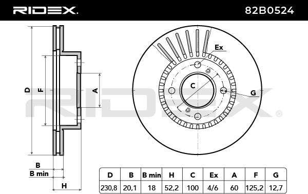 RIDEX Bremsscheibe NISSAN,SUZUKI 82B0524 402064A00G,55311M68K00,55311M68K10 Bremsscheiben,Scheibenbremsen 55311M68K10000 von RIDEX