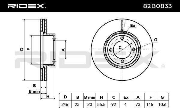 RIDEX Bremsscheibe OPEL,VAUXHALL 82B0833 569033,569036,90008008 Bremsscheiben,Scheibenbremsen 90009389,90009433 von RIDEX