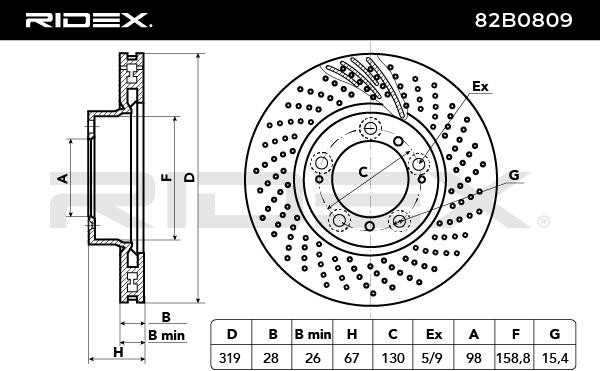 RIDEX Bremsscheibe PORSCHE 82B0809 99635140602,99635140600,99635140601 Bremsscheiben,Scheibenbremsen von RIDEX