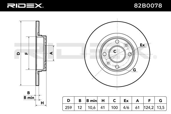 RIDEX Bremsscheibe RENAULT,DACIA,LADA 82B0078 402065236R,4534200000,A4534205700 Bremsscheiben,Scheibenbremsen 7701208252,8200123117,6001577683 von RIDEX