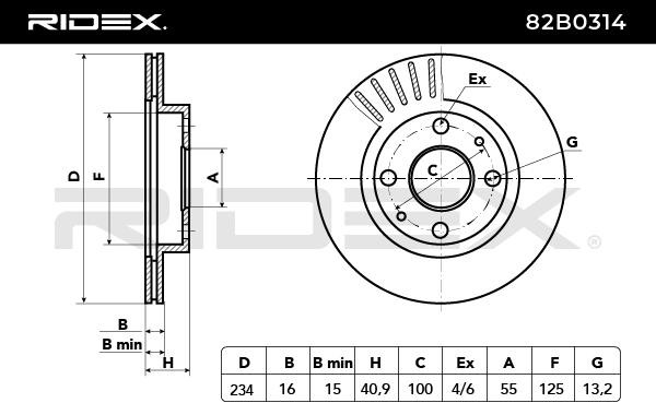 RIDEX Bremsscheibe SUBARU,DAIHATSU 82B0314 4351297201,4351297202,43512B1040 Bremsscheiben,Scheibenbremsen 4351297202000,43512B1050000,43512B2040000 von RIDEX