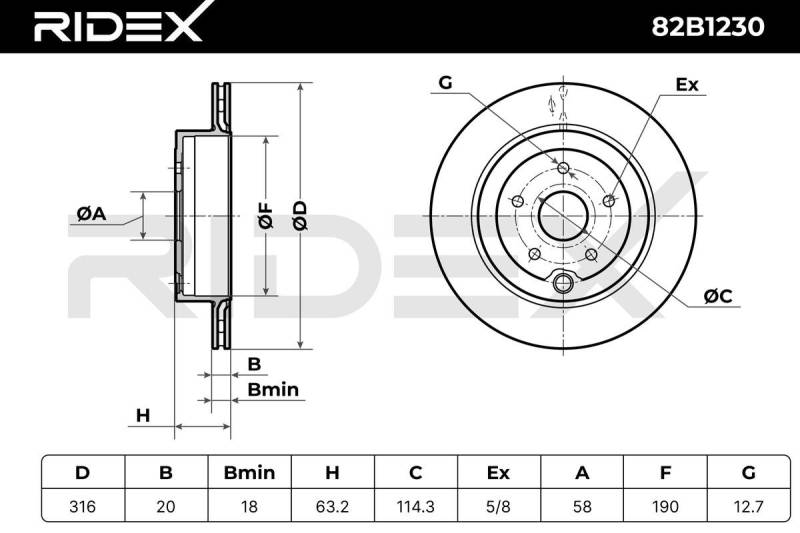 RIDEX Bremsscheibe SUBARU 82B1230 26700FG010 Bremsscheiben,Scheibenbremsen von RIDEX