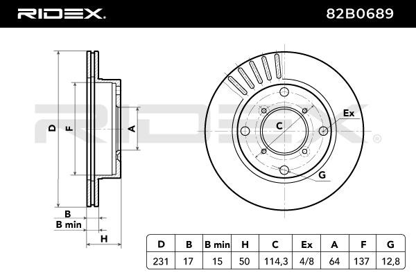 RIDEX Bremsscheibe SUZUKI,SUBARU 82B0689 5531160B21000,5531160B30000,55311M72F00 Bremsscheiben,Scheibenbremsen 91172987,5531160B20,5531160B22 von RIDEX