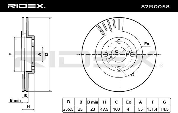 RIDEX Bremsscheibe TOYOTA,GEELY (GLEAGLE) 82B0058 106100109101,B3501111,4351202070 Bremsscheiben,Scheibenbremsen 4351212621,4351247020,1061001091 von RIDEX