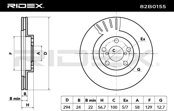 RIDEX Bremsscheibe TOYOTA,SUBARU,SAAB 82B0155 26300FE010,26300FE040,26300SA000 Bremsscheiben,Scheibenbremsen 32006171,26300FE011,26300SA001,26310AC041 von RIDEX