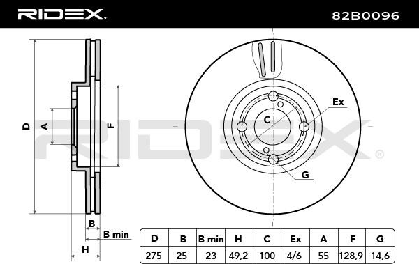 RIDEX Bremsscheibe TOYOTA 82B0096 4351202080,4351202081,4351213020 Bremsscheiben,Scheibenbremsen 4351213021,4351213022,43512YZZAE von RIDEX