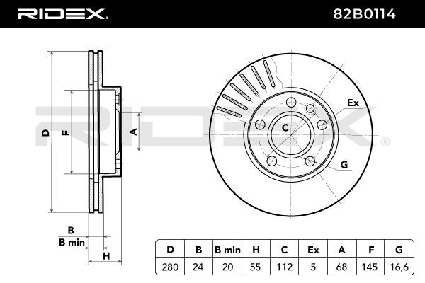 RIDEX Bremsscheibe VW 82B0114 7D0615301A,7D0615301C,701615301F Bremsscheiben,Scheibenbremsen von RIDEX