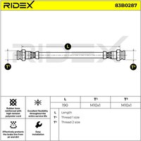 RIDEX Bremsschläuche Hinterachse beidseitig 83B0287 Bremsschlauch VW,SKODA,FIAT,Caddy II Pickup (9U7),FELICIA II (6U1),Felicia I Pickup (6UF, 6U7) von RIDEX