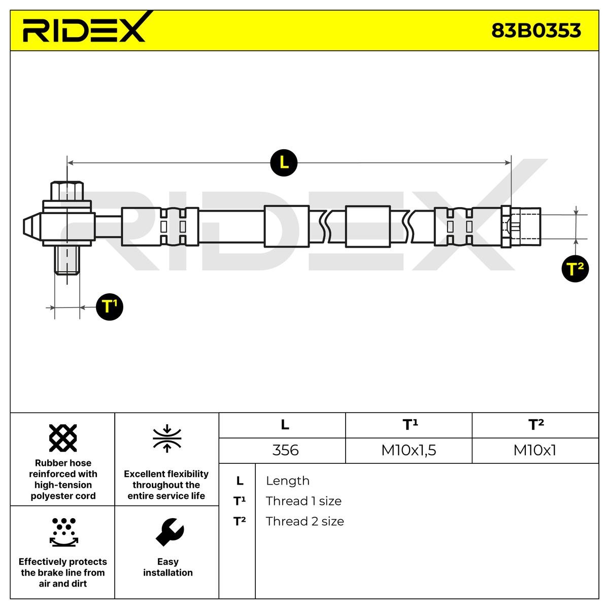 RIDEX Bremsschläuche AUDI 83B0353 4Z7611775,4Z7611775A Bremsschlauch von RIDEX