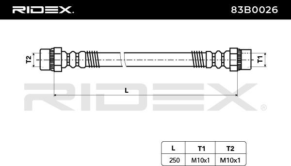 RIDEX Bremsschläuche FIAT,PEUGEOT,CITROËN 83B0026 480667,1472157080 Bremsschlauch von RIDEX