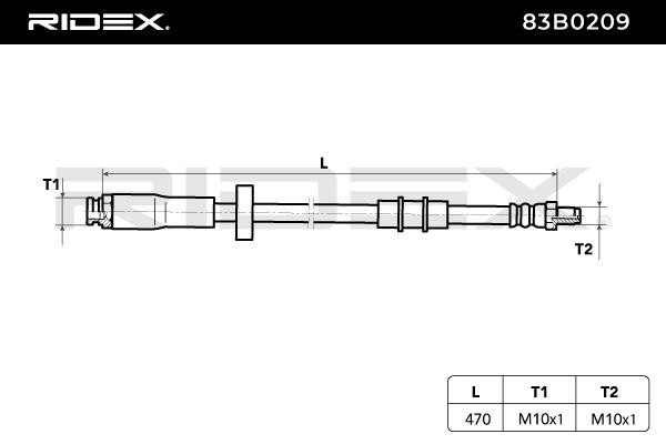 RIDEX Bremsschläuche FIAT,PEUGEOT,CITROËN 83B0209 51748936,4806C3,4806F3 Bremsschlauch 46786431 von RIDEX