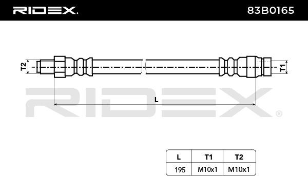 RIDEX Bremsschläuche HYUNDAI,MITSUBISHI,PROTON 83B0165 5873724000,MB082157,MR129743 Bremsschlauch MR129757,MB587753,MB587754,MB857524,MB857527 von RIDEX