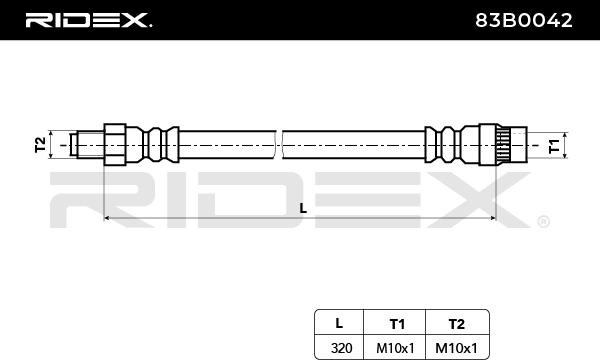 RIDEX Bremsschläuche OPEL,RENAULT,VAUXHALL 83B0042 7704002449,7704002450,7704003955 Bremsschlauch 4405655,9120711,7701069948,7704001952,7704001953 von RIDEX