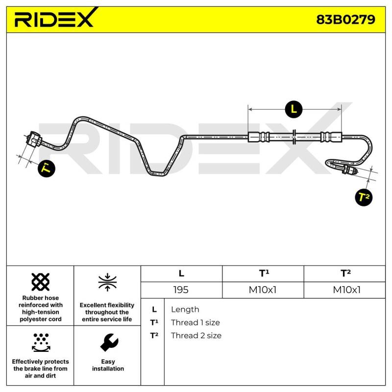 RIDEX Bremsschläuche PEUGEOT,CITROËN,DS 83B0279 4886Z7 Bremsschlauch von RIDEX