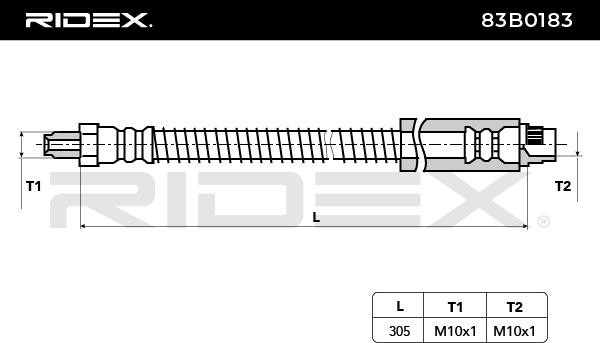 RIDEX Bremsschläuche PEUGEOT 83B0183 480692,4806C1 Bremsschlauch von RIDEX