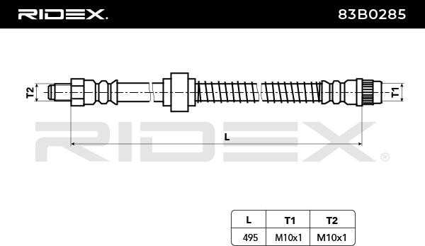 RIDEX Bremsschläuche PEUGEOT 83B0285 480662 Bremsschlauch von RIDEX