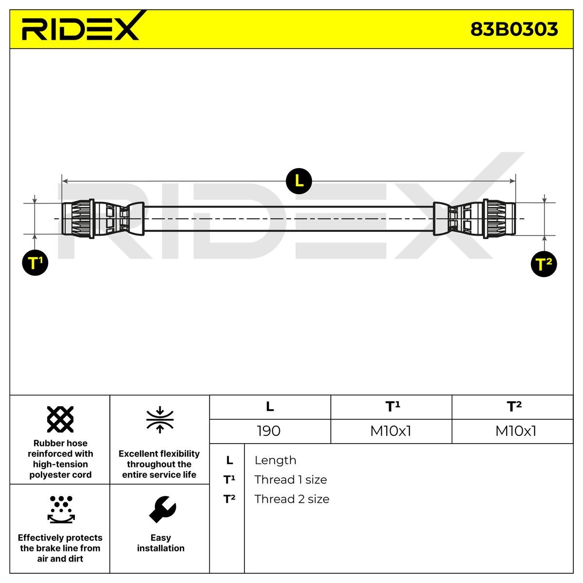 RIDEX Bremsschläuche RENAULT,CITROËN,DS 83B0303 7700416273,4806K8 Bremsschlauch von RIDEX