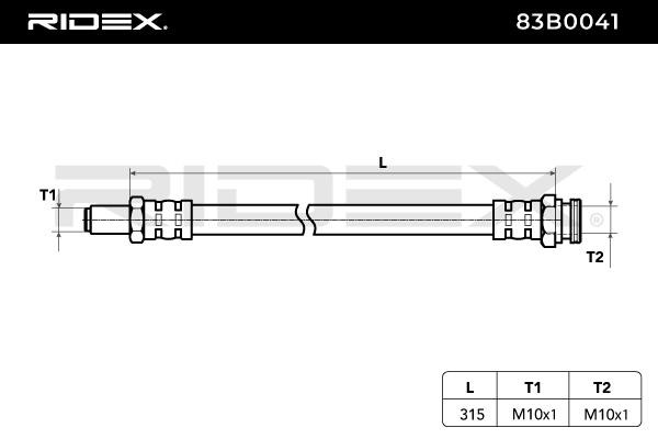 RIDEX Bremsschläuche RENAULT,FIAT,PEUGEOT 83B0041 5967970,481633,0004162V001 Bremsschlauch 481636,60620063,60813363,7569593,0015336V001000000 von RIDEX