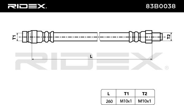 RIDEX Bremsschläuche RENAULT,FIAT,SEAT 83B0038 7700681968,SE141744400D,8414237 Bremsschlauch 7570315,481627,7700676971,7701349127,7701349337 von RIDEX