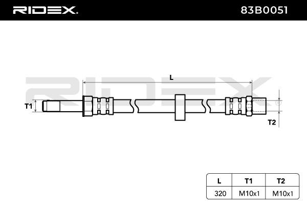RIDEX Bremsschläuche SEAT,VOLVO 83B0051 1L0611701,1L0611701A,30665463 Bremsschlauch 30714821,30792530,31257705,32246085,9169140 von RIDEX