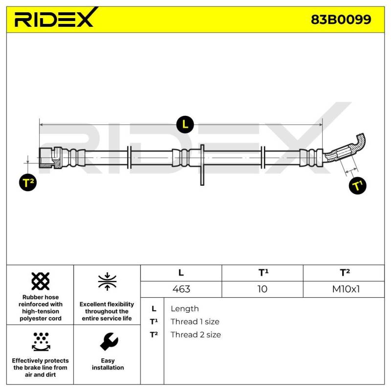 RIDEX Bremsschläuche TOYOTA 83B0099 9094702782 Bremsschlauch von RIDEX