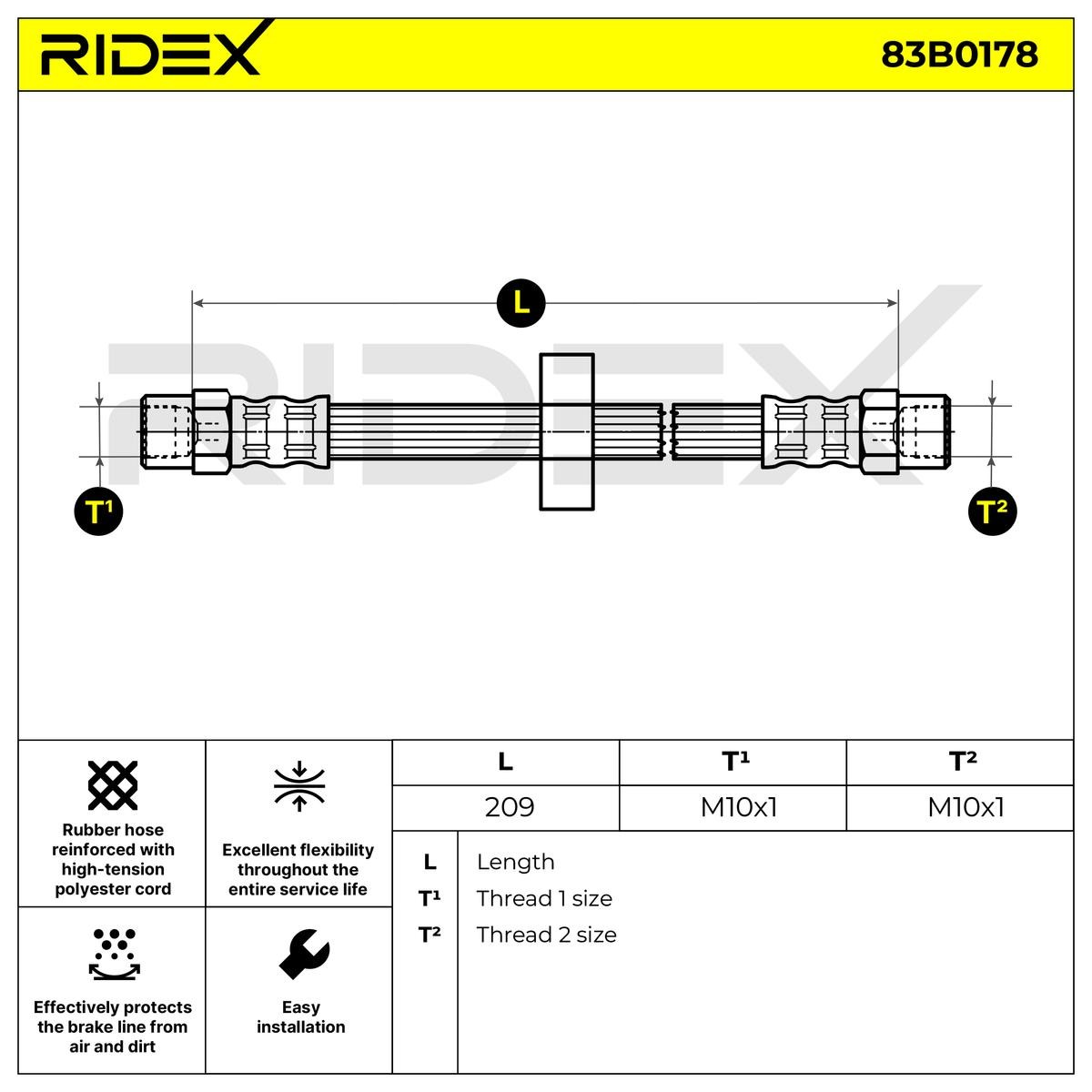 RIDEX Bremsschläuche VW,AUDI 83B0178 431611775A,433611755A,433611775A Bremsschlauch 433611775F von RIDEX