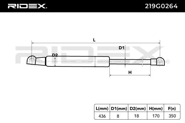 RIDEX Heckklappendämpfer FIAT,ABARTH 219G0264 51778432,51702090 von RIDEX