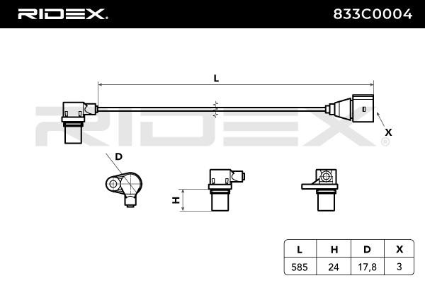 RIDEX Impulsgeber VW,AUDI,SKODA 833C0004 PF100607PA,06A906433C Kurbelwellensensor,Impulsgeber, Kurbelwelle von RIDEX