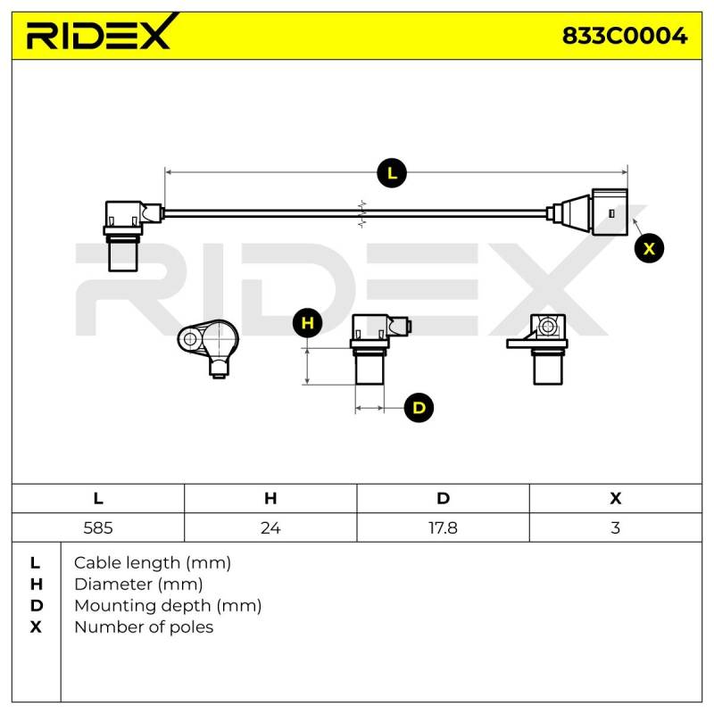 RIDEX Impulsgeber VW,AUDI,SKODA 833C0004 PF100607PA,06A906433C Kurbelwellensensor,Impulsgeber, Kurbelwelle von RIDEX