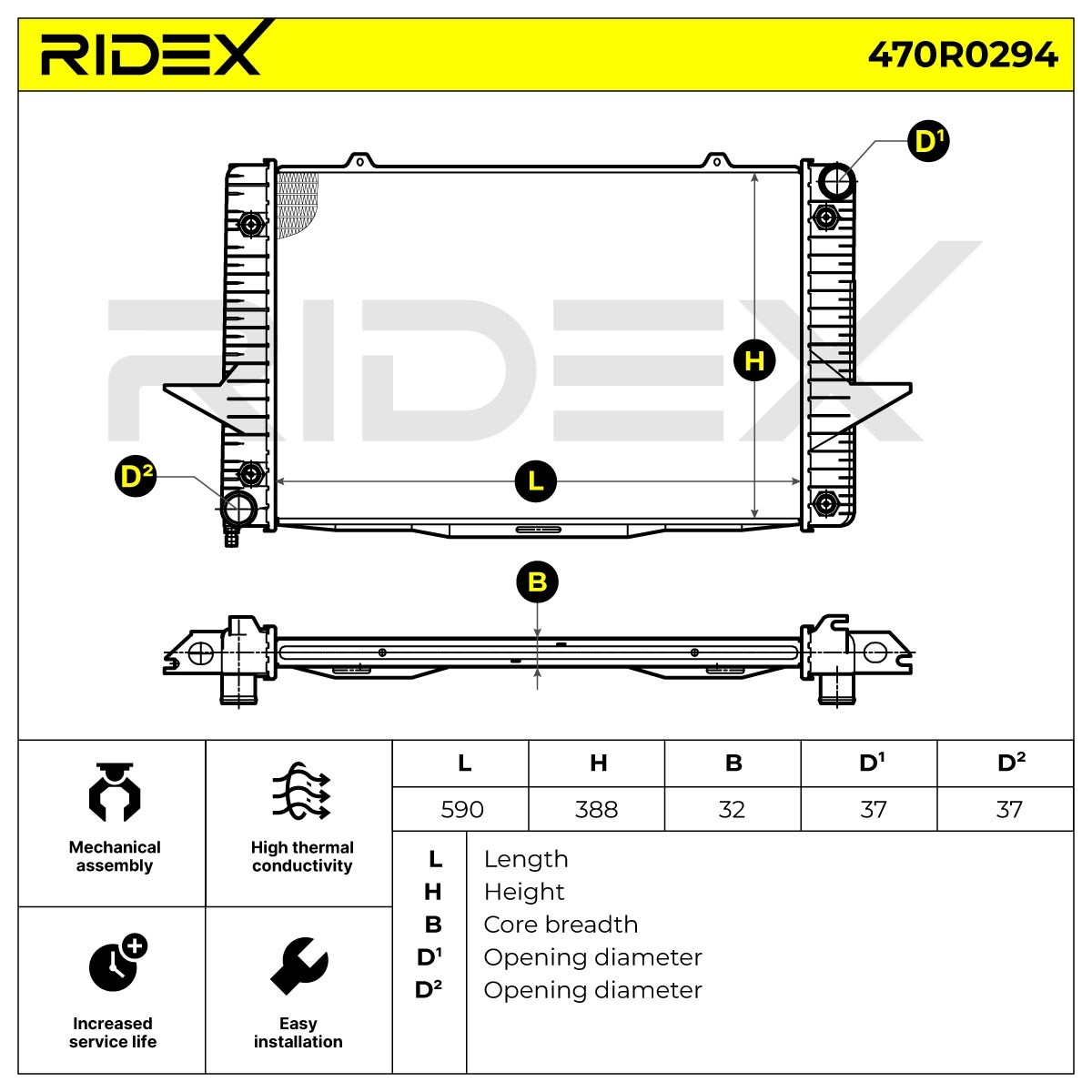 RIDEX Kühler, Motorkühlung VOLVO 470R0294 6842768,8601001,86010014 Kühler,Wasserkühler,Autokühler,Motorkühler 8601356,8602562,8602877,8603770 von RIDEX