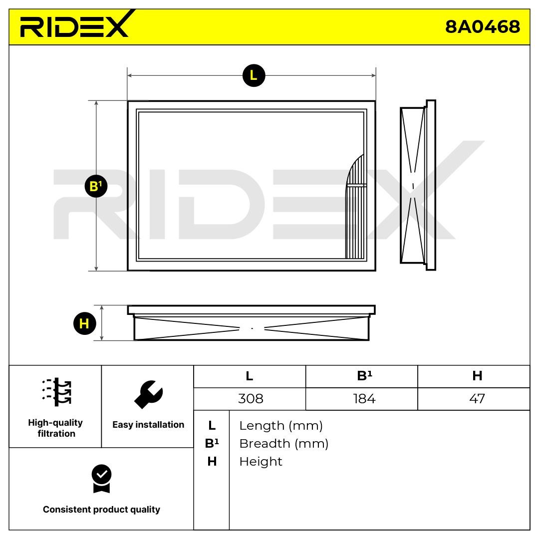 RIDEX Luftfilter JAGUAR,DAIMLER 8A0468 3W839601AA,NJA3558AA Motorluftfilter,Filter für Luft von RIDEX