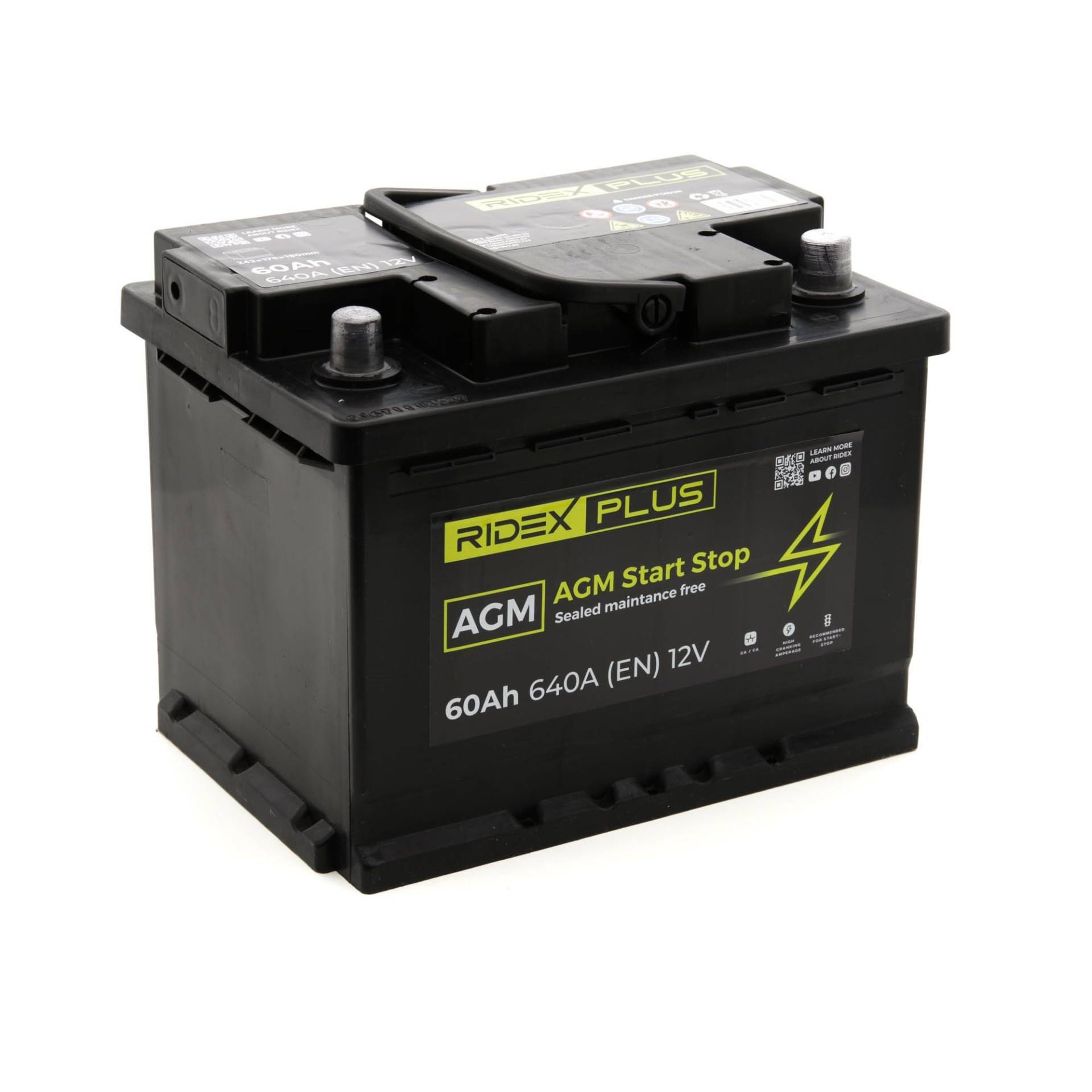 RIDEX PLUS 60Ah 640A AGM Starterbatterie 1S0037P von RIDEX