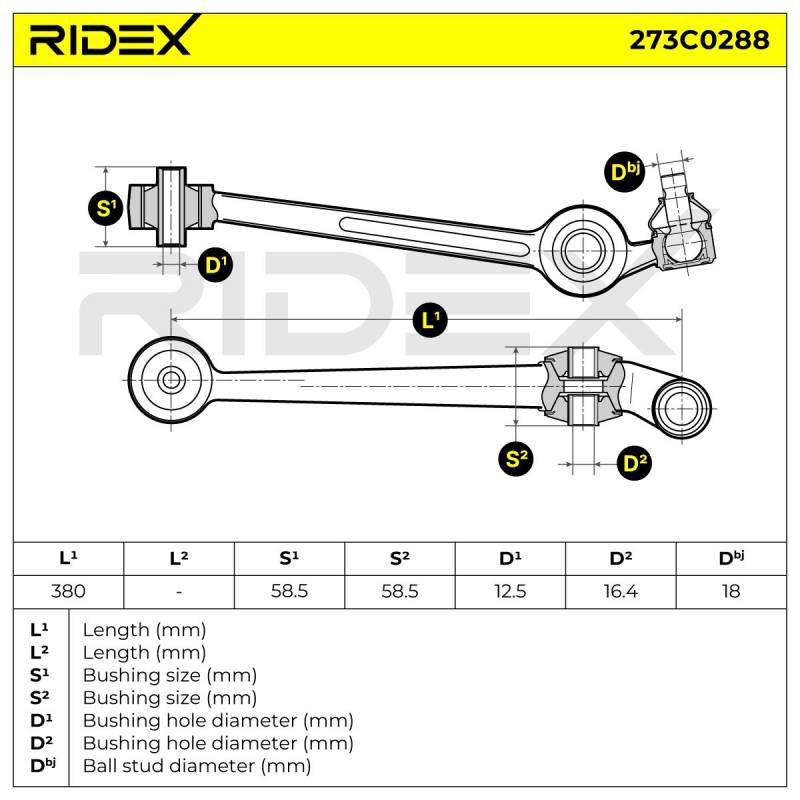 RIDEX Querlenker AUDI 273C0288 431407155A,437407151A,437407155A Lenker, Radaufhängung,Dreieckslenker,Achslenker 441404155S,443407151B,443407155B von RIDEX